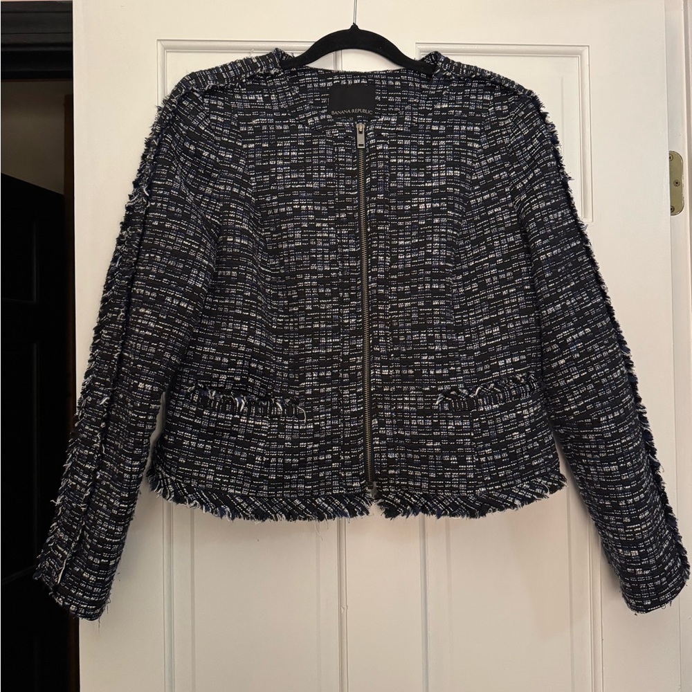 Banana Republic Black and White Tweed Blazer